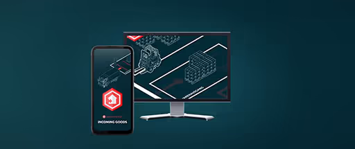 Still from Bitergo WMS Warehouse Star Teaser showing a mobile wms app
